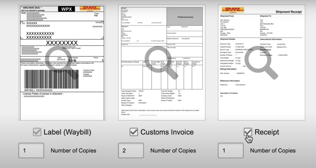 DHL Label Invoice and Receipt Chennai